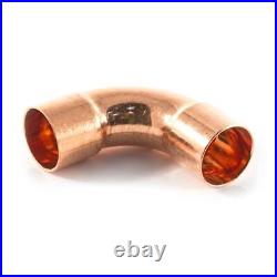 15mm 22mm 28mm End Feed Copper Fitting 90 Degree Long Radius Elbow / Bend