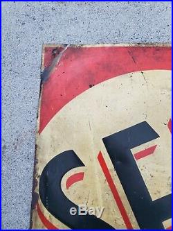 1930's Antique See The Air-Conditioned Ice Refrigerator Tin Sign Rare 29X20