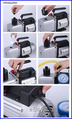 2-Stage 10CFM Rotary Vane Vacuum Pump 1HP 110V for Refrigerator Air Conditioning