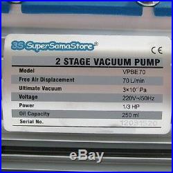 3S VACUUM PUMP GAUGE SOLENOID VALVE REFRIGERATION 2.5 CFM 2 STAGE 70 Lt/min NEW