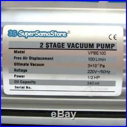 3s Vacuum Pump Gauge Solenoid Valve Refrigeration 6 Cfm 2 Stage 1/3 HP 100 L/min