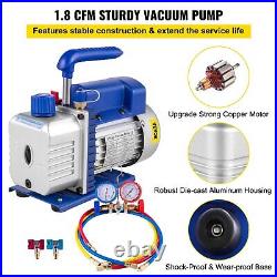 4CFM 1/4HP Air Vacuum Pump HVAC Refrigeration Kit AC Manifold Gauge R134A UK