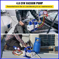 4.8CFM Vacuum Pump HVAC Refrigeration R22 R134A R410A A/C Heavy Duty 4 Hoses