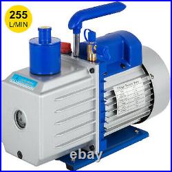 9 CFM 1 HP Rotary 2 Stage Vacuum Pump Refrigerant Gauges Tools Air Condition