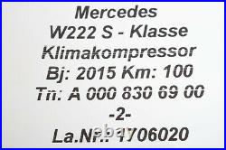 A0008306900 Mercedes W222 S 400 Air-Conditioning Compressor Refrigerant 100km