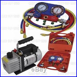 Air Conditioning Air Con Ac Refrigeration Kit Manifold Gauge Vacuum Pump