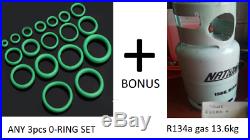 Car R134a Gas Refrigerant Air Conditioning O Ring Seal set + Bonus 13.6KG of Gas