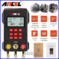 Digital Manifold Gauge A/C Temperature Diagnostic Tool Vacuum Pressure Leak Test