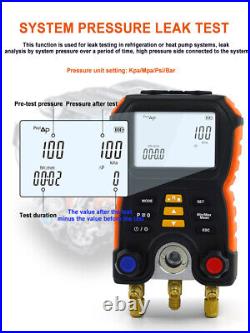 Digital Manifold Pressure Gauge Meter Refrigeration Air Condition Leak Detection