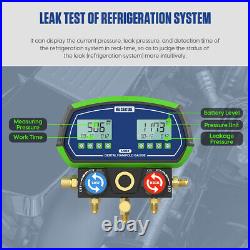 HVAC Refrigeration Digital Manifold Gauge Vacuum Dual Pressure Temp Leak Tester