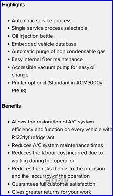 New Robinair ACM3000 R1234yf Automatic Air Con Conditioning Machine inc Warranty