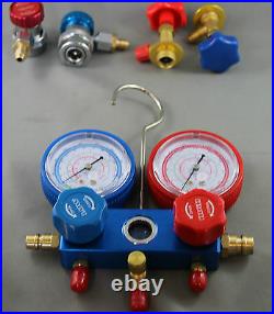 R134a Air Conditioning Refrigeration Manifold Gauge With 60 Hoses Car Adapter