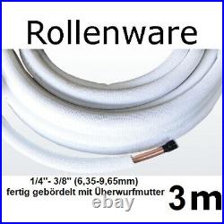 Refrigerants Line Insulated Air Conditioning Pipe Double 3 Meter Roll 1/4'' 3/