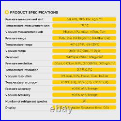 Refrigeration Digital Manifold Gauge HVAC Air Conditioning Pressure Leak Tester