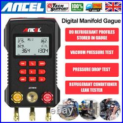 UK Digital Manifold Gauge A/C Refrigeration Diagnostic Vacuum Pressure Leak Test